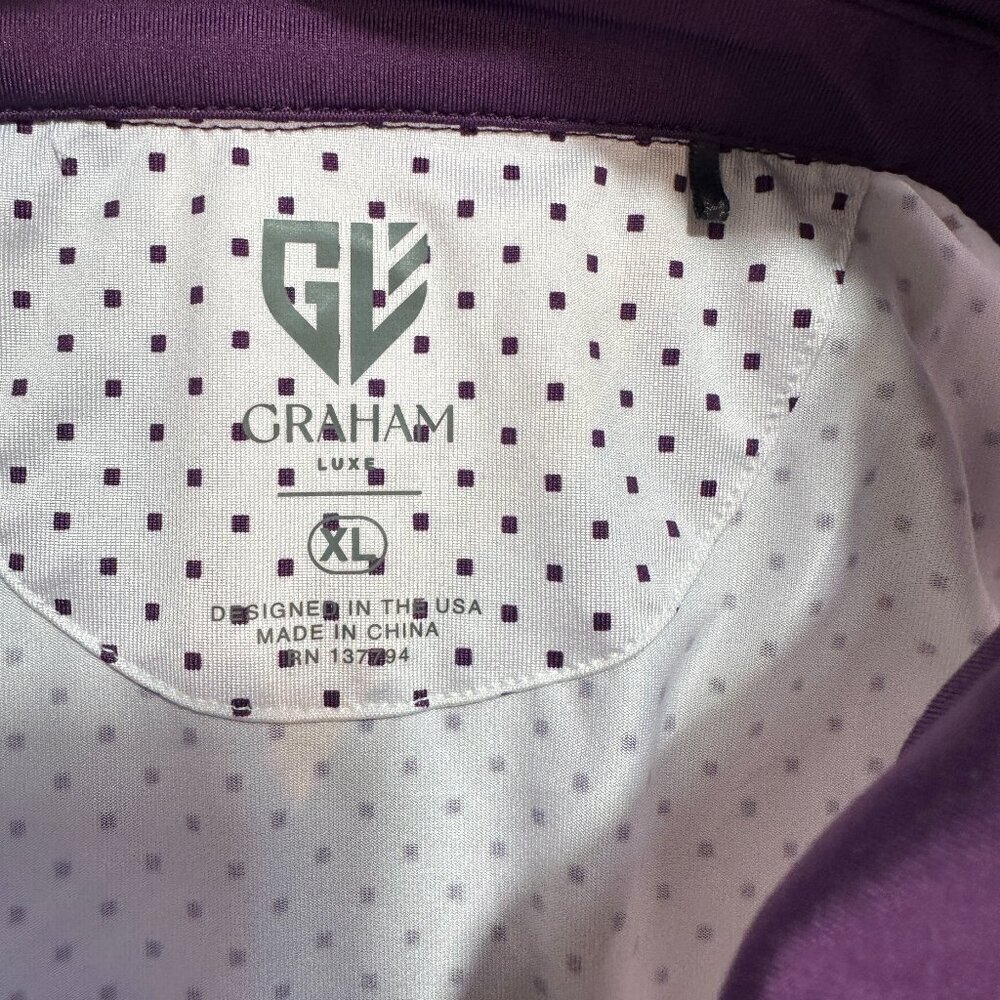Graham Luxe Golf Polo Shirt Men’s XL White/Burgundy Short Sleeve Performance - Picture 7 of 11